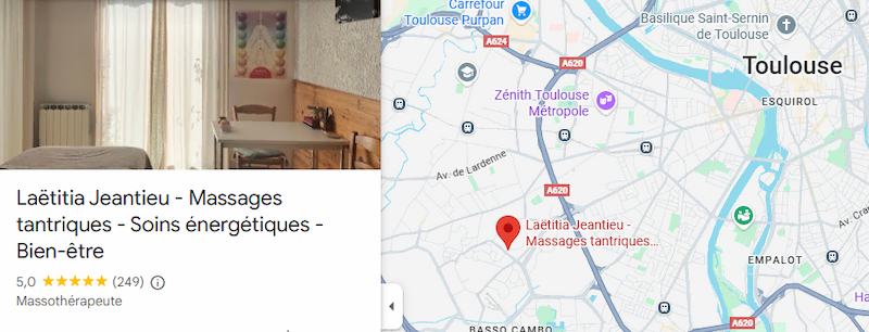 Carte de Toulouse avec localisation du cabinet de Laëtitia